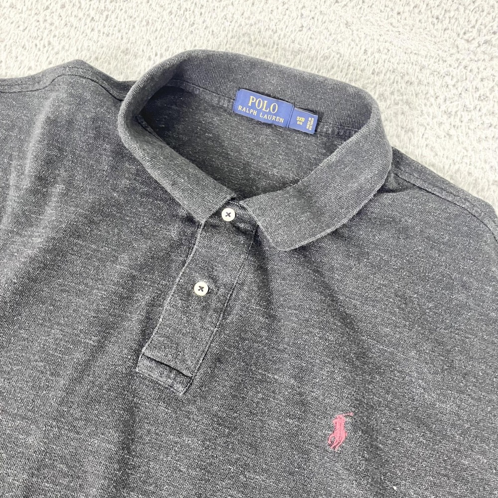 Polo Ralph Lauren Polo Shirt Mens 3XB Gray Solid Big & Tall Cotton Pony Logo